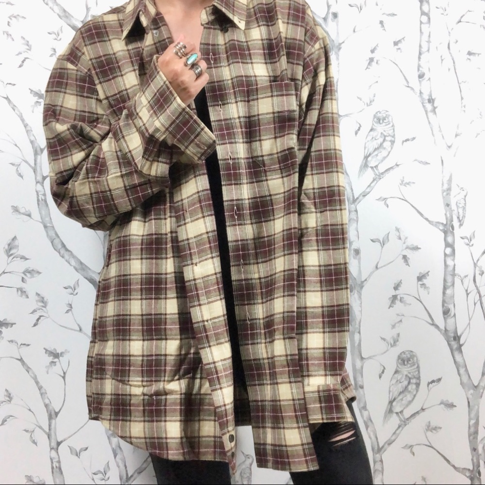 NWOT L.L. Bean plaid flannel button down grunge